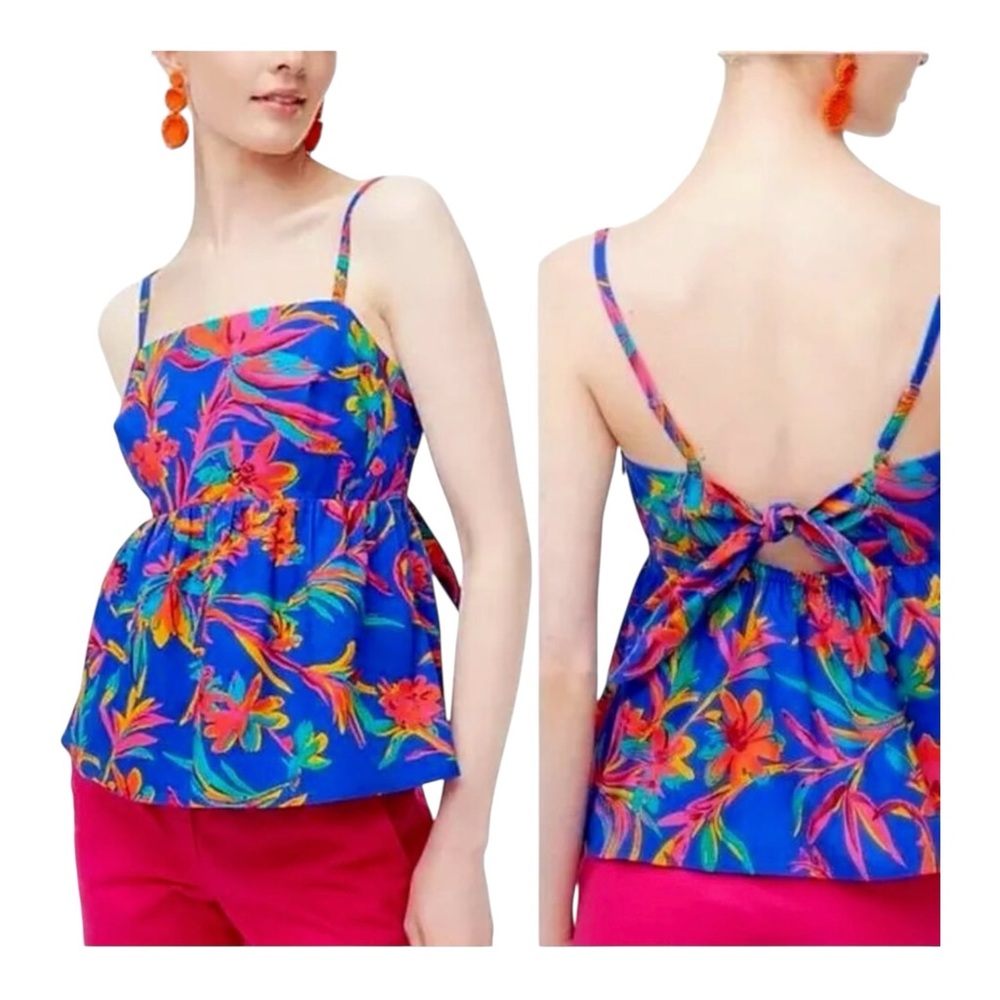 J Crew Tie-back Strappy Top women’s Size 0 Flowy Spaghetti Strap Colorful